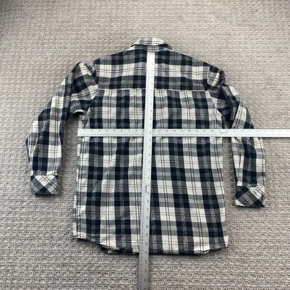 Dickies Shirt Men Small S Black White Plaid Button Up Long Sleeve Pearl Snap - Picture 9 of 11